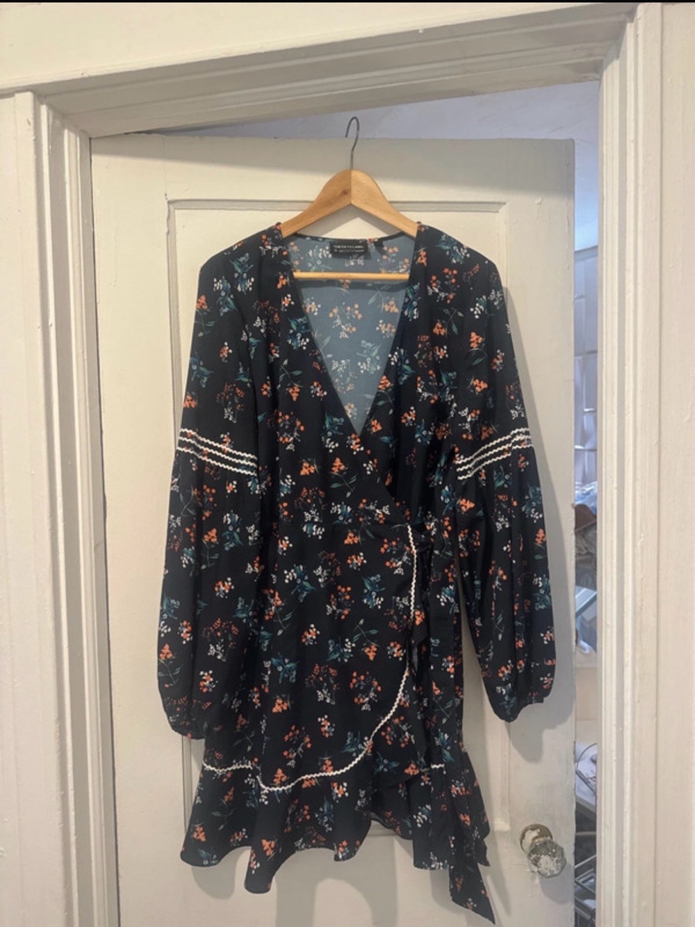 The Fifth Label Black Floral Wrap Mini Dress